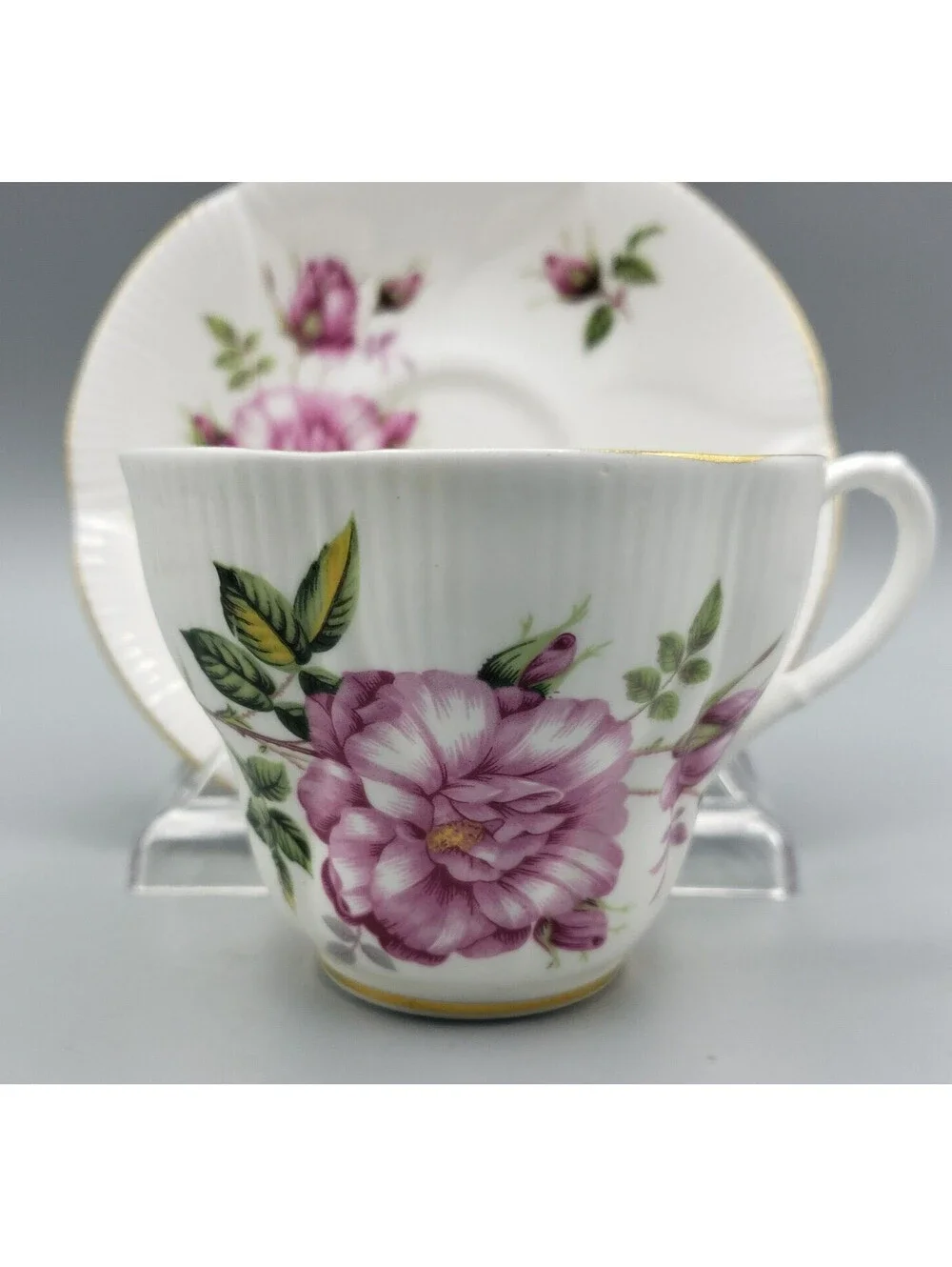 Vintage Royal Albert Teacup and Saucer Pink Old Fashion Rose Shelley Shape
